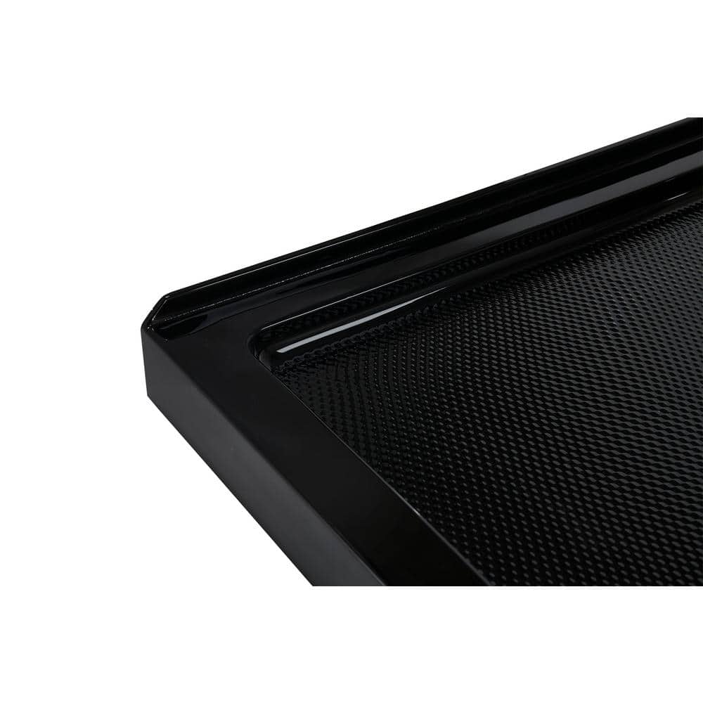 Glossy Black Rectangular Acrylic Shower Base with Center Drain