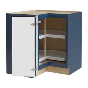 Valencia Blue Shaker Stock Ready to Assemble Corner Kitchen Cabinet with Lazy Suzan (33 in. x 34.5 in. x 21 in.)