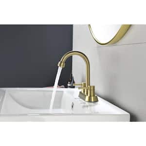 4 in. Centerset Low Arc Basin Faucet in Brushed Gold with Drain Kit included