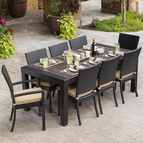 RST Brands Deco 9-Piece Patio Dining Set with Delano Beige Cushions