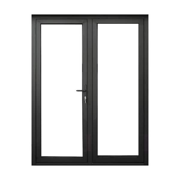 TEZA DOORS Teza French Doors 61.5 in. x 80 in. Matte Black Aluminum French Door 2 Lite Left Hand Inswing