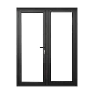 Teza French Doors 61.5 in. x 80 in. Matte Black Aluminum French Door 3 Lite Left Hand Inswing