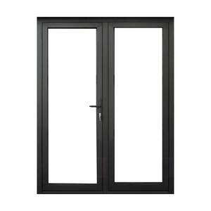 Teza French Doors 73.5 in. x 80 in. Matte Black Aluminum French Door 3 Lite Left Hand Outswing