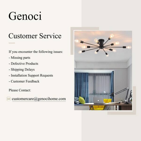 Genoci 10 Light Black Sputnik Dimmable Chandelier for Living