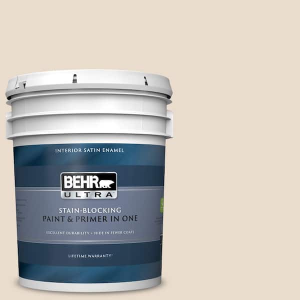 BEHR ULTRA 5 gal. #UL150-10 Aged Parchment Satin Enamel Interior Paint and Primer in One