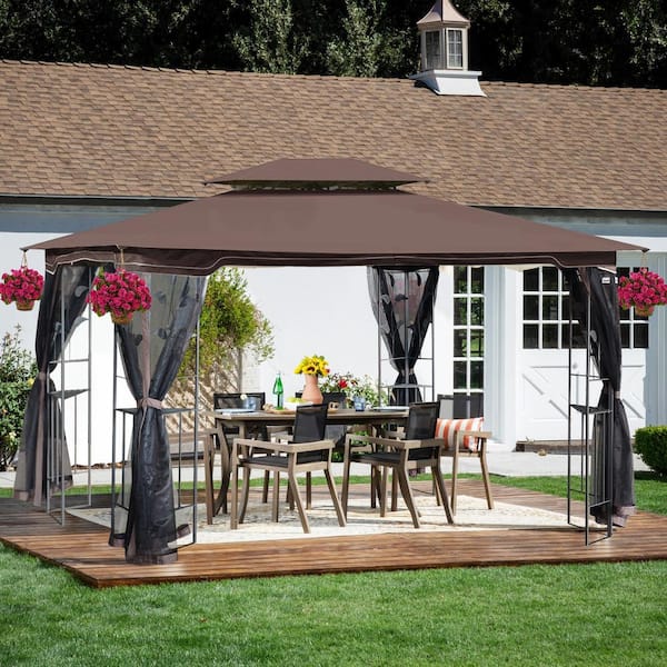 JEANASIS【eL】Tent Middle Coat Cesicia 13 ft. x 10 ft. Brown Outdoor Canopy Tent With