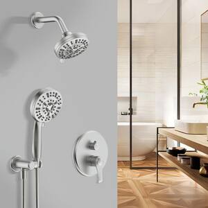 9-Spray Patterns with 5 in. Tub Wall Mount Dual Shower Heads With 1.8 GPM in Nickel(Valve Included)