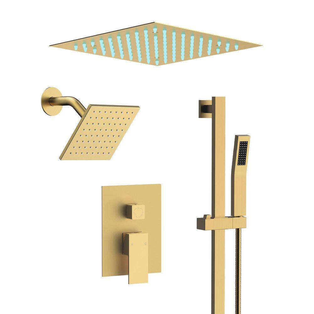 3-Spray Ceiling Mount Dual Shower Head and Handheld Shower 2.5 GPM with 64-Colors in Brushed Gold (Valve Included) price history on PriceWatchPro