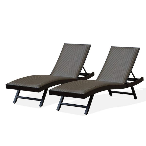 ITOPFOX 2 -Pieces Brown Wicker Outdoor Chaise Lounge Set