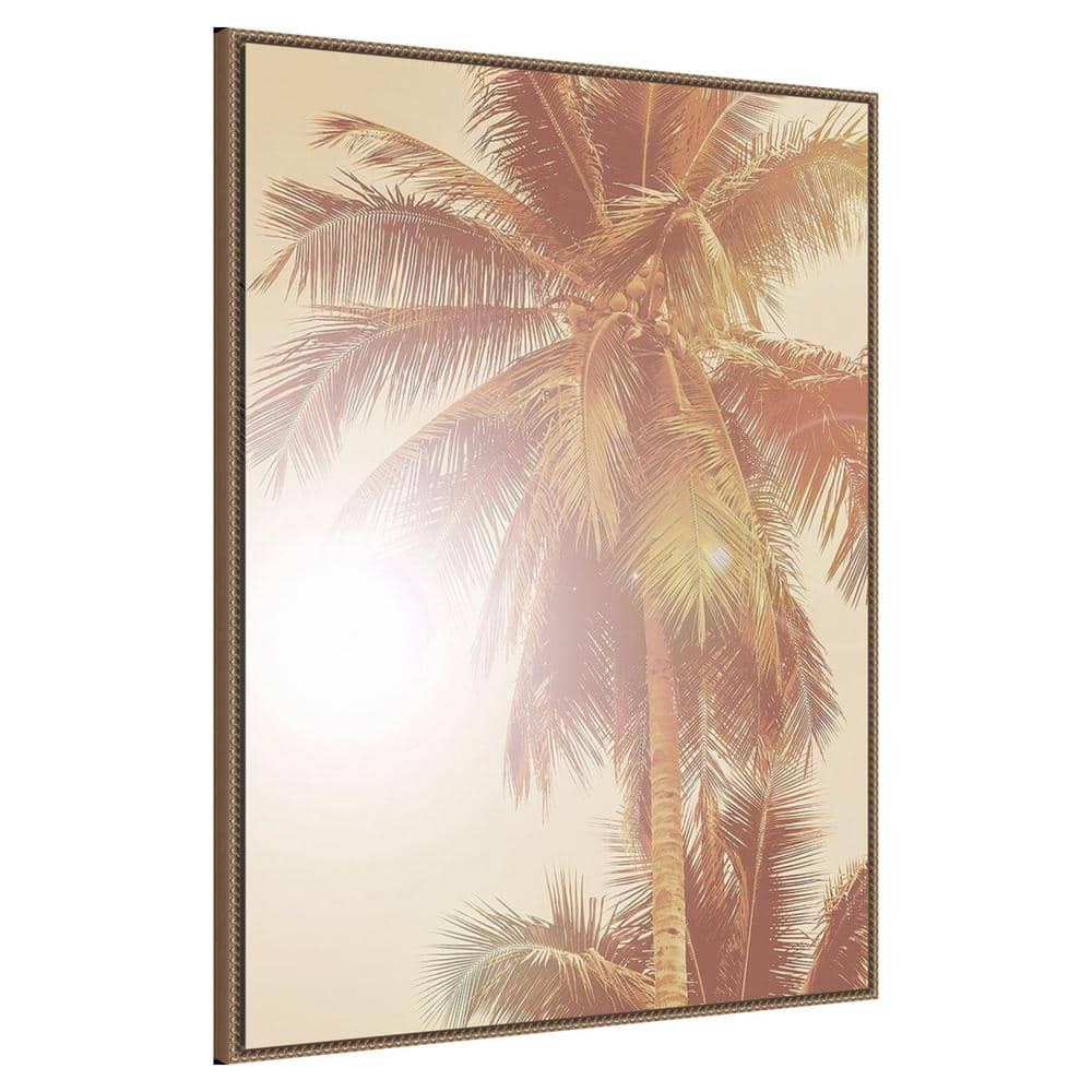 Sunkissed Palm Tree 32"x42" Bronze Framed Canvas Wall Art