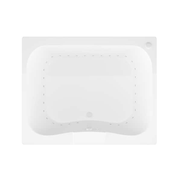 Rhode Series 60 in. x 47 in. Rectangular Air Bathtub with Center Drain and Aromatherapy in Glossy Smooth White
