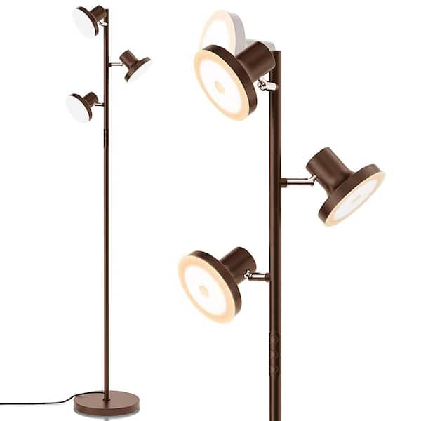 68 in. Brown Modern Dimmable LED Tree Floor Lamp Lamp-347 - The