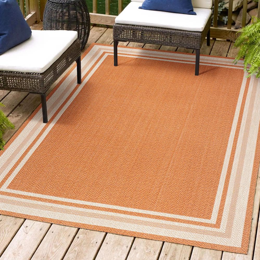 Ivory Stripe Easy-Care 4' x 6' Synthetic Indoor/Outdoor Rug