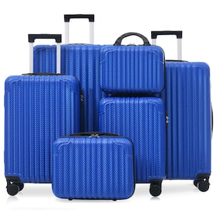 LIVACA 6-Piece Royal Blue Hardside ABS Plastic Spinner Luggage Set