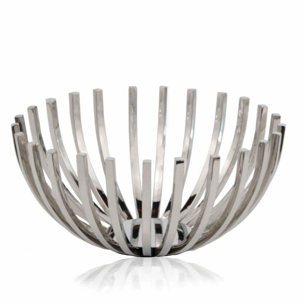HomeRoots Amelia 14 in. W x 6 in. H x 14 in. D Round Silver Stainless Steel Bowls