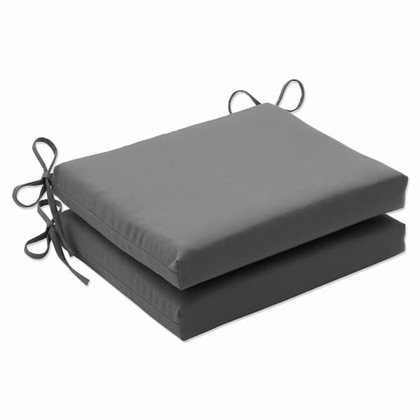 Pillow Perfect Solid 18.5 in. x 16 in. Outdoor Dining Chair Cushion in Grey (Set of 2)