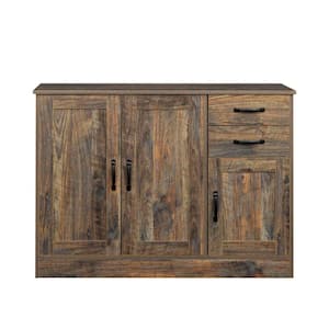 Espresso Countryside Wood Cabinet Buffet Sideboard with 3 Doors and 1 Storage Space and 2 Drawers
