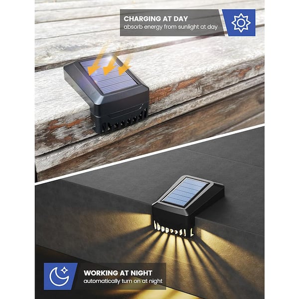 Black Low Voltage Solar Powered Integrated LED Deck Light Pack