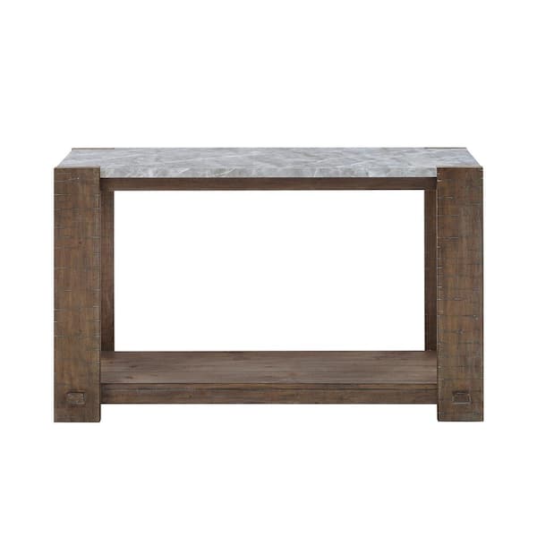 Steve Silver Libby 50 in. Sintered Gray Stone Sofa/Console Table