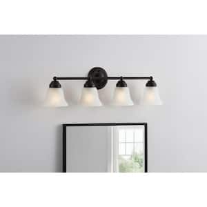 Vista Lake 32.75 in. 4-Light Oil-Rubbed Bronze Bathroom Vanity Light with Frosted Glass Shades