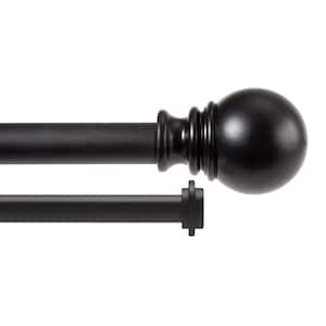 Layla Double 30 in. - 84 in. Adjustable Double Value Curtain Rod 1 in. Diameter in Black with Ball Finials