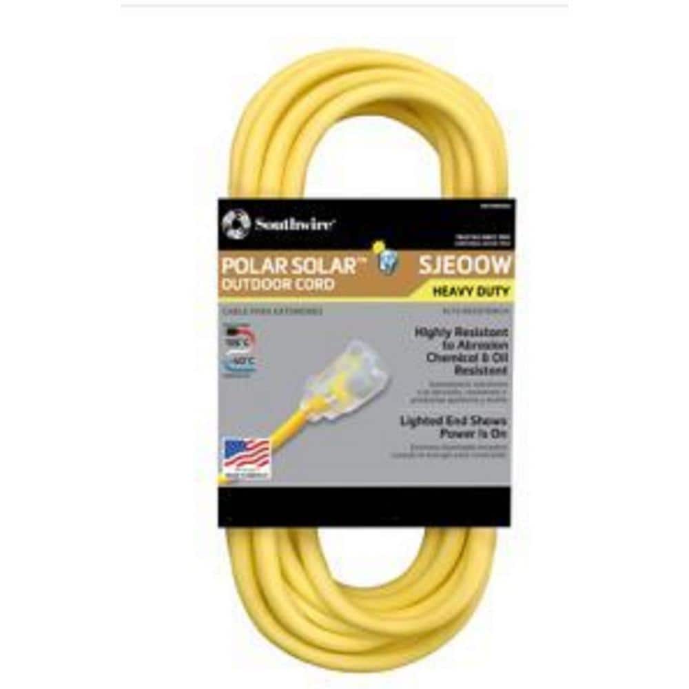 Southwire 100 ft. 10/3 SJEOW Outdoor Heavy-Duty T-Prene Extension Cord with  Power Light Plug 1789SW0002 The Home Depot