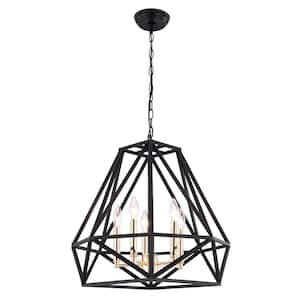 Tallahassee 5 - Light Unique Geometric Chandelier with Wrought Iron Accents