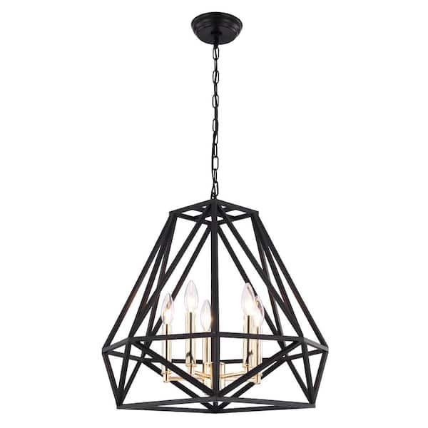 Maxax Tallahassee 5 - Light Unique Geometric Chandelier with Wrought Iron Accents