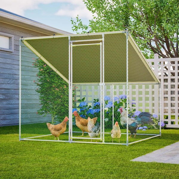 7 ft. x 6.6 ft. Metal Outdoor Storage Shed,Walk-In Chicken Coop