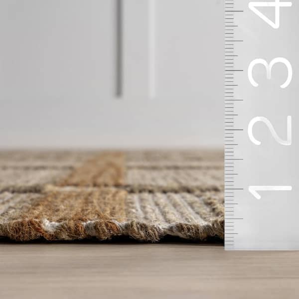 Annie Plaid Wool and Cotton Beige 10 ft. x 14 ft. Indoor/Outdoor Patio Area Rug
