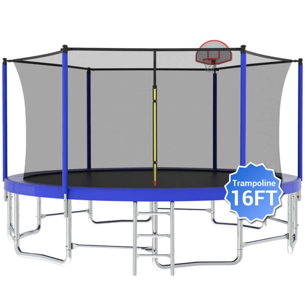 16FT Trampoline with 108 Springs, Balance Bars, Basketball Hoop & Ball,Blue Heavy-Duty ASTM Outdoor Trampoline price history on PriceWatchPro