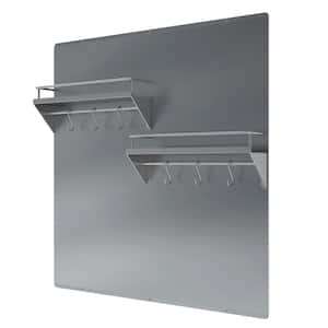 29.5 in. x 29.5 in. Stainless Steel Backsplash with 2-Tiered Shelf and Rack in Stainless Steel