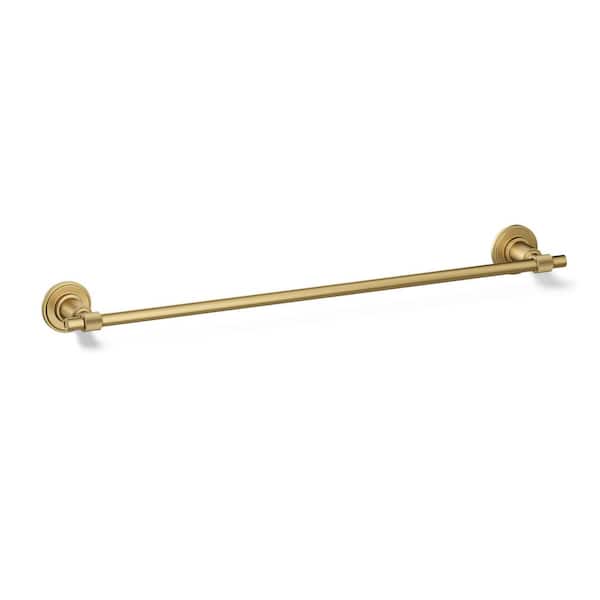 Torrington 24 in. Wall Mounted Single Towel Bar in Vibrant Brushed Moderne Brass