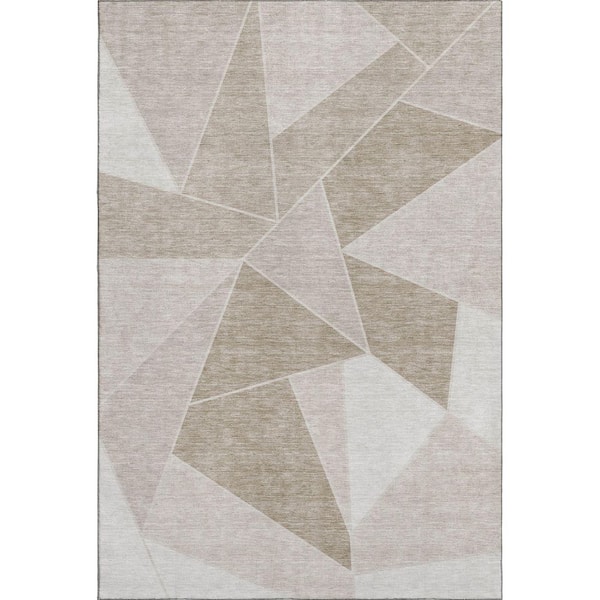Addison Rugs Mayfield Premium Machine Washable Indoor/Outdoor Geometric AMF636 Taupe 9 ft. x 12 ft. Area Rug