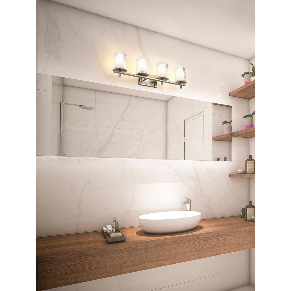 Brushed Nickel 31" 4-Light Cylinder Vanity Light