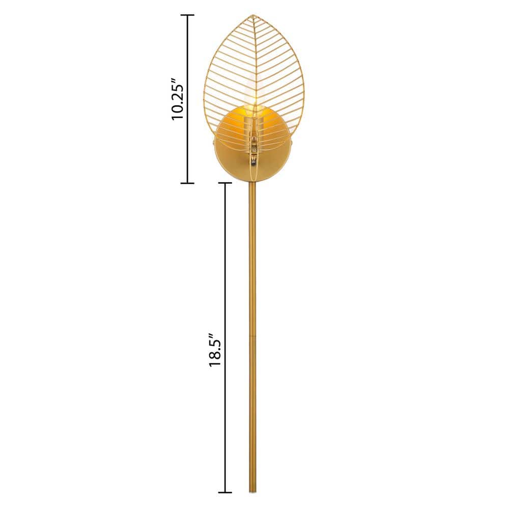 Gold Leaf Shade Plug-In Wall Sconce with Long Cord