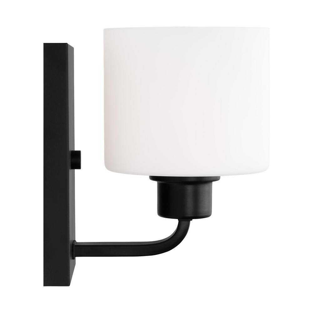Canfield Midnight Black 8.25'' Modern Wall Sconce with Etched Glass