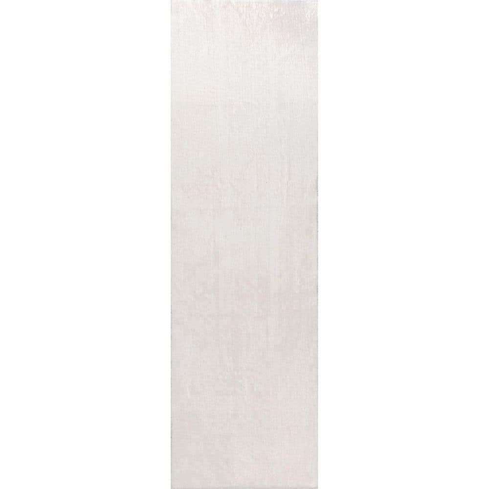 Loni Solid Machine Washable Shag White 3 ft. x 8 ft. Runner Rug price history on PriceWatchPro