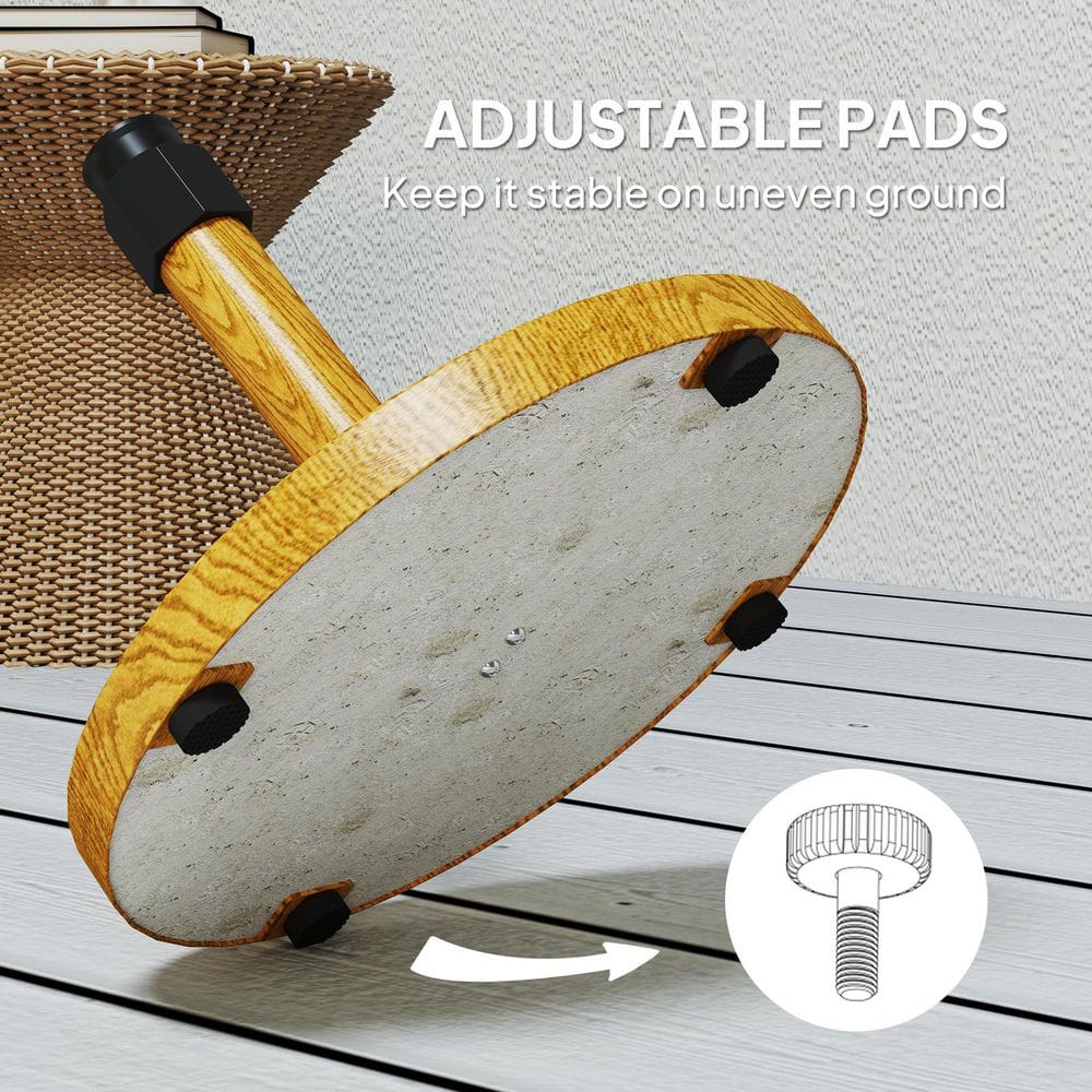 Natural Wood and Concrete Patio Umbrella Base with Wheels