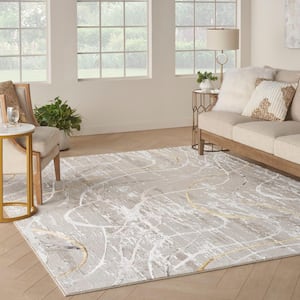 Glam Ivory/Multi 8 ft. x 10 ft. Abstract Contemporary Area Rug