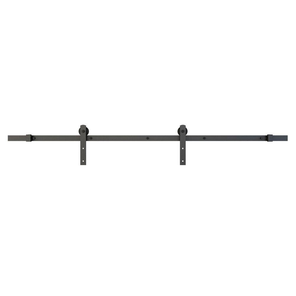 78 in. Black Steel Finished Corral Rail System Barn Door Hardware Kit