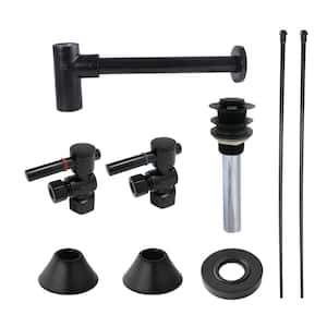 Modern 1-1/4 in. Brass Plumbing Sink Trim Kit with Bottle Trap and Drain in Matte Black
