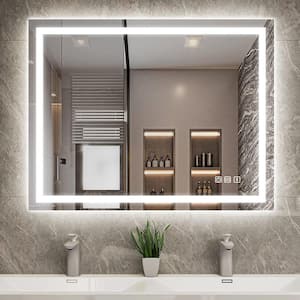 35.4 in. W x 27.5 in. H Rectangular Frameless LED Light Bathroom Vanity Mirror