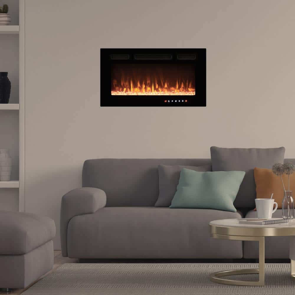 Alice 30" Black Wall Mounted Electric Fireplace with LED Display