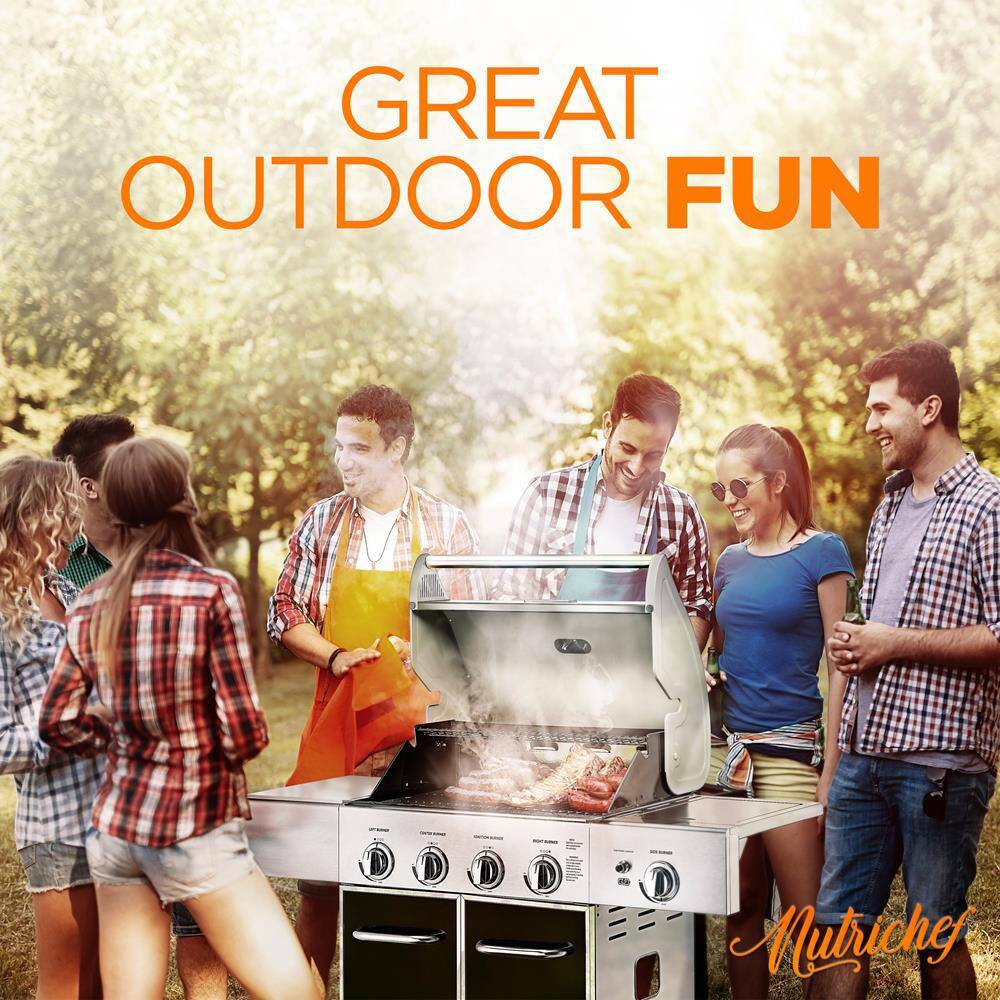 NutriChef Stainless Steel 5-Burner Propane Gas Grill with Side Burner