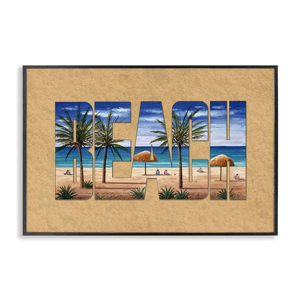Tropical Beach Outline by Art Brands Holdings, LLC. Black Framed Coastal Giclee Art Print 20 in. x 30 in.