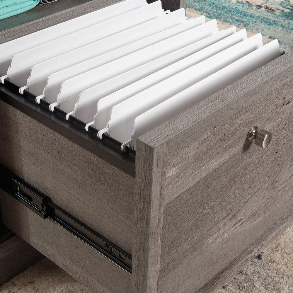 Mystic Oak and White Craft Table with Drawer and Power Outlet