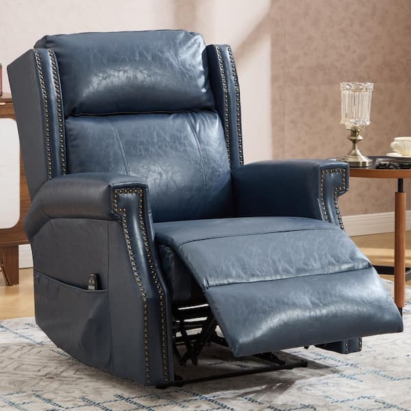 aisword Blue High-End Leather Manual Recliner Chair with Massage