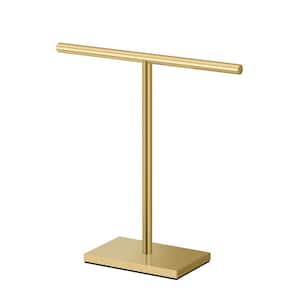Modern Rectangle Base Countertop 10.5 in. Hand Towel Bar Holder in Brushed Brass
