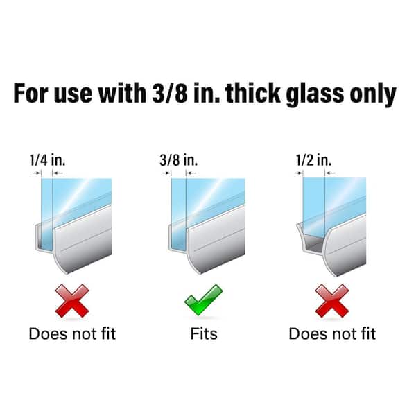 Prime-Line 3/8 in. x 36 in., Frameless Shower Door, Bottom Seal M 6264-1